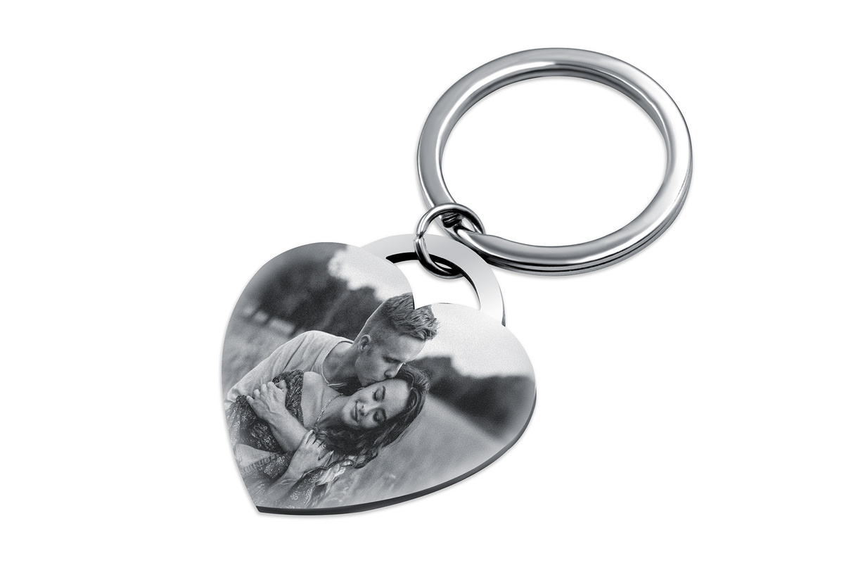 Brelok do Kluczy Serce z GRAWEREM Prezent dla Chłopaka Męża Srebrny