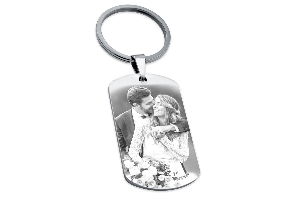 Brelok do Kluczy z GRAWEREM Zdjęcia Stalowy Prosty na Prezent Srebrny