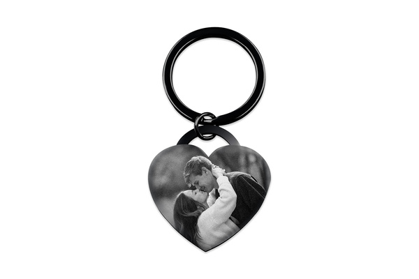 Brelok do Kluczy Serce z GRAWEREM Prezent dla Chłopaka Męża Czarny