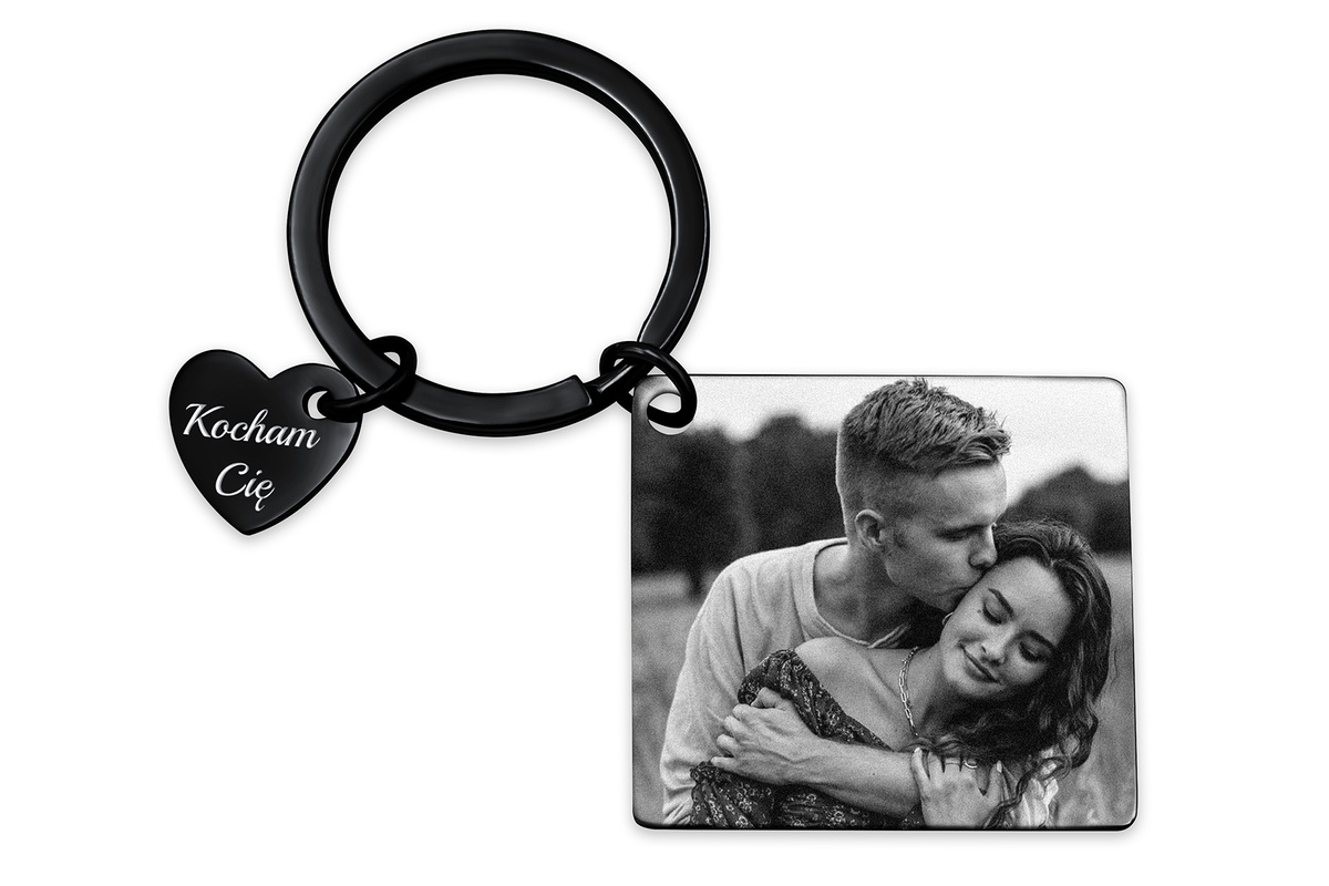 Brelok KALENDARZ z GRAWEREM Zdjęcia Czarny Prezent na Walentynki Rocznicę