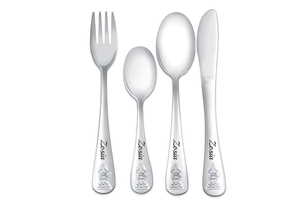 Sztućce dla Dzieci z GRAWEREM Księżniczka na Chrzest Roczek Urodzinki