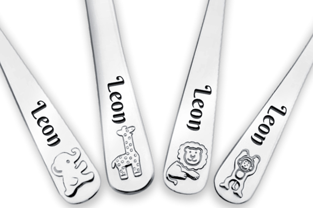 Sztućce dla Dzieci z GRAWEREM Lamart ZOO na Chrzest Roczek Urodzinki