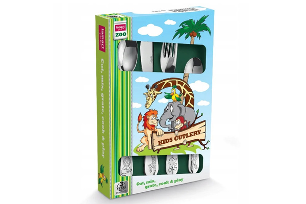 Sztućce dla Dzieci z GRAWEREM Lamart ZOO na Chrzest Roczek Urodzinki