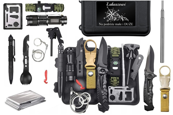 ZESTAW SURVIVALOWY 14 Narzędzi NIEZBĘDNIK Prezent na Święta z GRAWEREM
