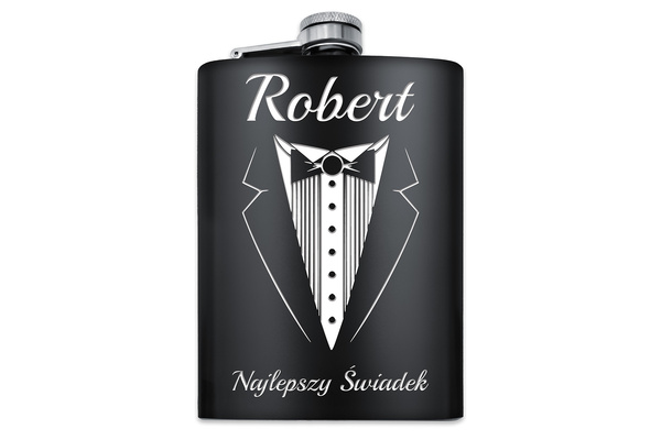 Piersiówka z GRAWEREM Stal 316L CZARNA 240ml GRAWER Prezent dla Taty Męża