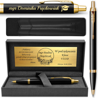 Długopis Parker IM Czarny GT z ETUI Black i GRAWEREM na Prezent Pozłacany
