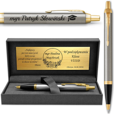 Długopis Parker IM Brushed GT Pozłacany z GRAWEREM na Prezent na Urodziny