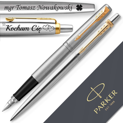 Pióro Wieczne i Długopis Parker Jotter GT z GRAWEREM Pozłacane na Prezent