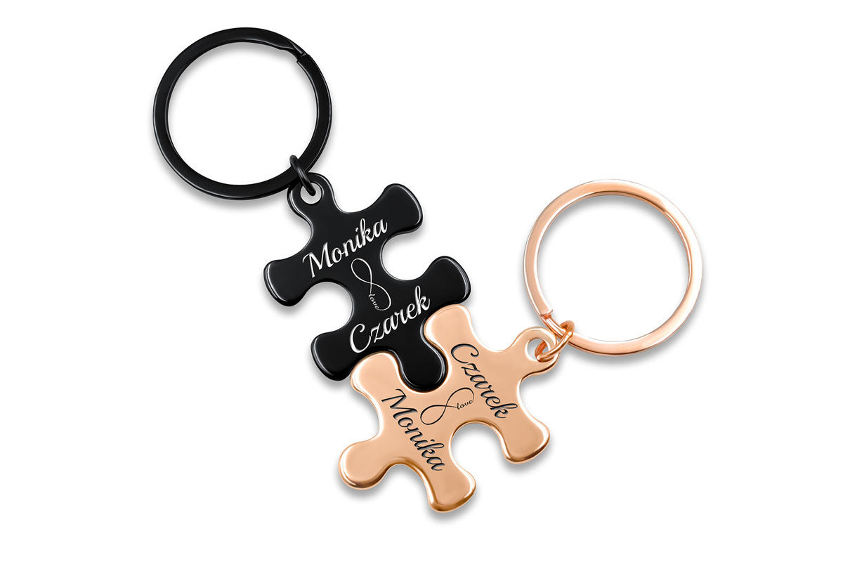 Brelok dla Par PUZZLE z Grawerem Prezent na Walentynki Rocznicę Związku