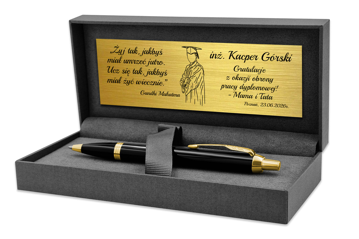 Długopis Parker IM Czarny GT Pozłacany z ETUI i GRAWEREM Gratis na Prezent