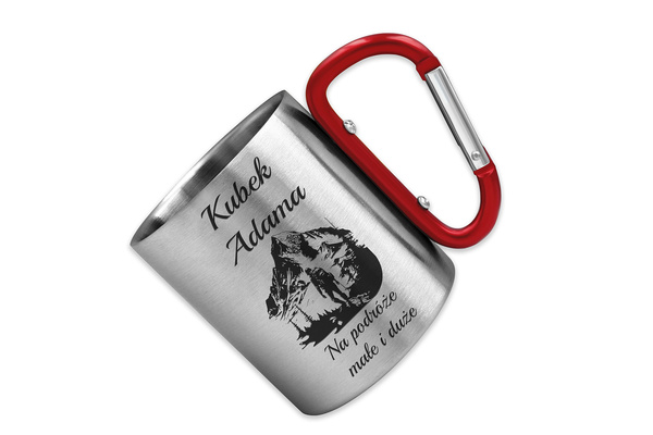 Kubek Stalowy z GRAWEREM 230 ml i Karabińczykiem na Prezent Czerwony