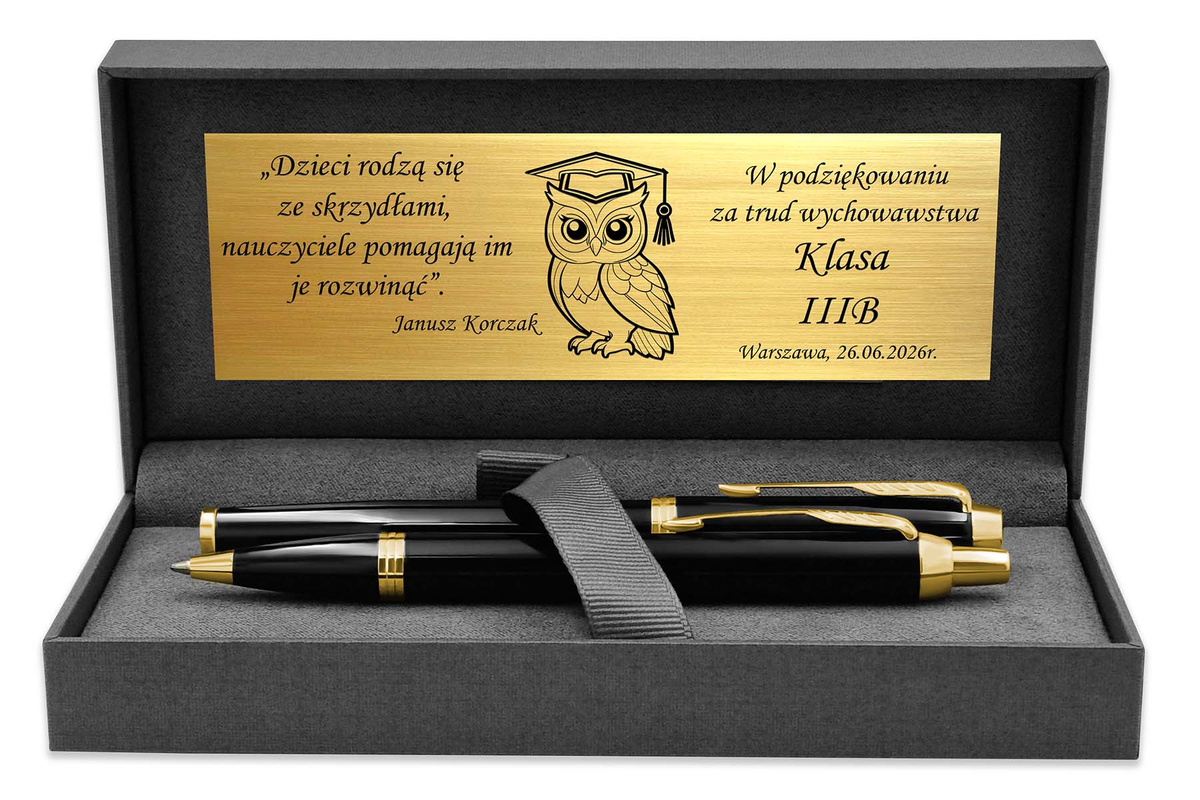 Pióro Wieczne i Długopis Parker IM Czarny GT Pozłacane z GRAWEREM Prezent