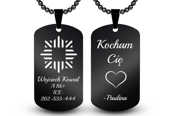 Nieśmiertelnik z GRAWEREM Doskonały Prezent dla Policjanta Czarny