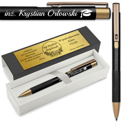 Długopis z GRAWEREM Czarny Elegancki Prezent dla Nauczyciela Wychowawcy