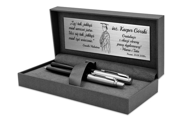  Pióro Wieczne i Długopis Parker Jotter 60 Czarny Grawer dla Absolwenta