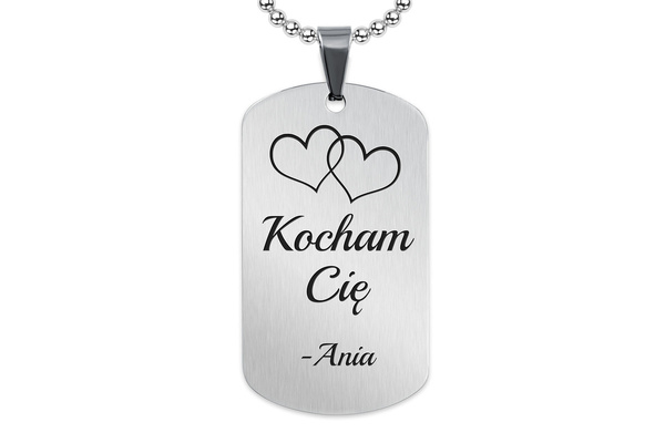 Nieśmiertelnik z GRAWEREM Zdjęcia Męski Stalowy Srebrny Pudełko Premium