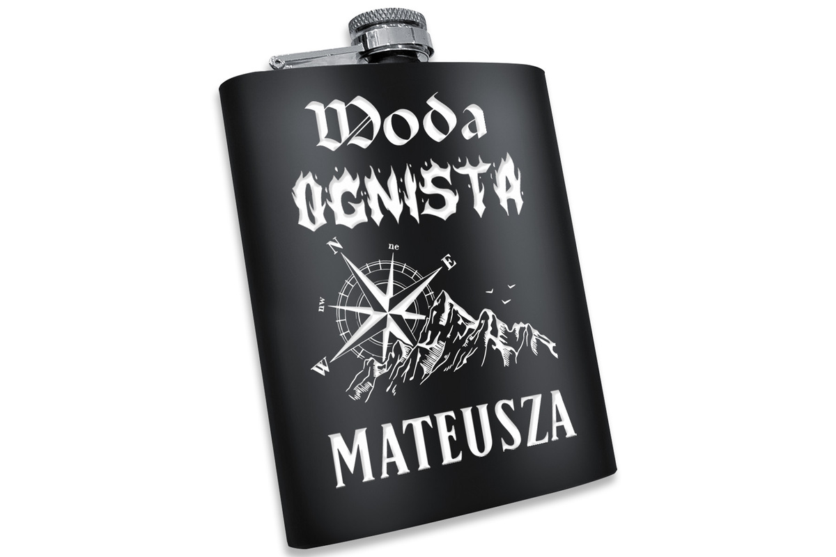 Piersiówka z GRAWEREM Stal 316L CZARNA 240ml GRAWER Prezent dla Taty Męża