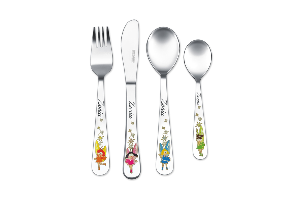 Sztućce dla Dzieci Tescoma Bambini WRÓŻKI Grawer Prezent na Chrzest Roczek