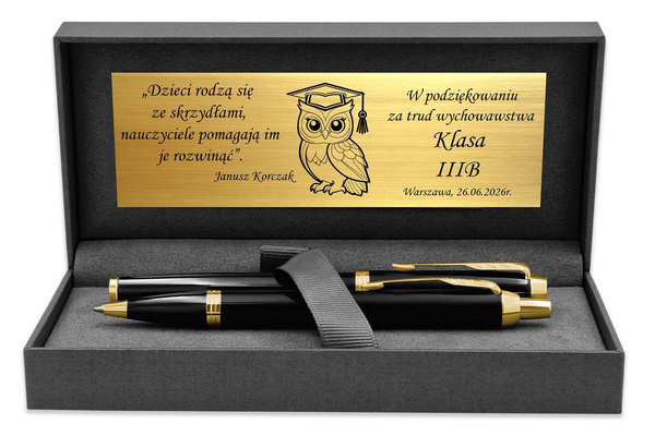 Pióro Wieczne i Długopis Parker IM Czarny GT Pozłacane z GRAWEREM Prezent