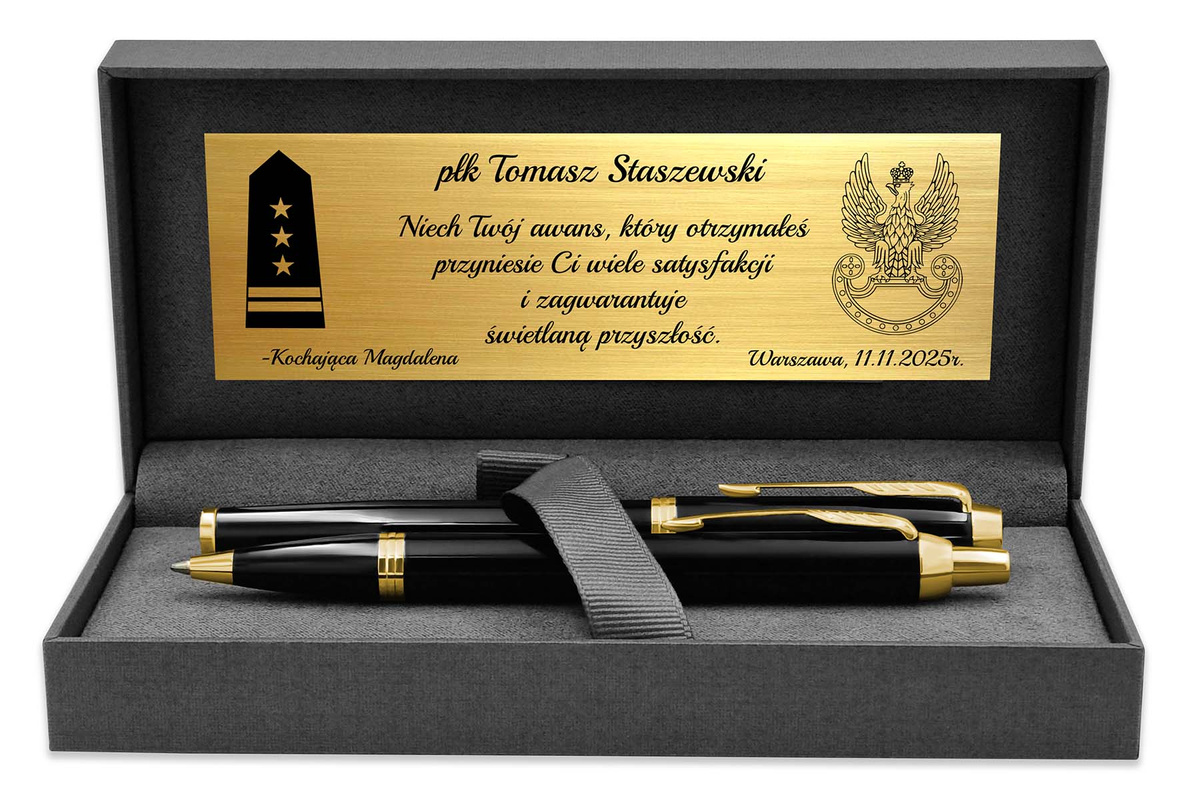 Pióro Wieczne i Długopis Parker IM Czarny GT Pozłacane z GRAWEREM Prezent