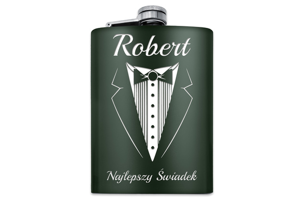 Piersiówka z GRAWEREM Stal Military GREEN 240ml GRAWER Prezent dla Taty