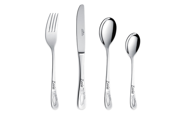 Sztućce dla Dzieci Gerlach Bon Ton Kotki Grawer Prezent na Chrzest Roczek