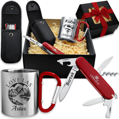 Zestaw Świąteczny Scyzoryk Gerlach 12 funkcji + Kubek Stalowy z Grawerem