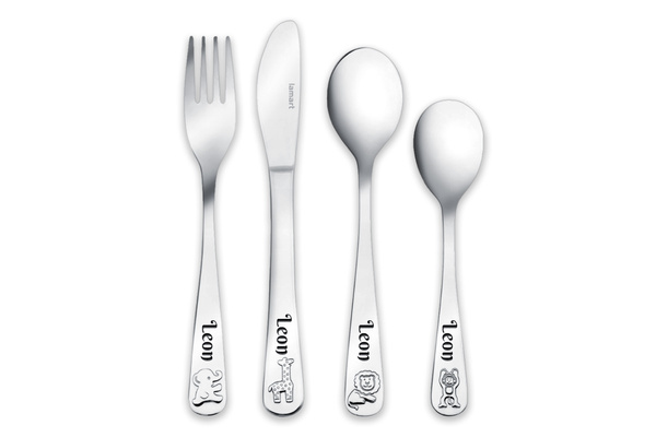 Sztućce dla Dzieci z GRAWEREM Lamart ZOO na Chrzest Roczek Urodzinki