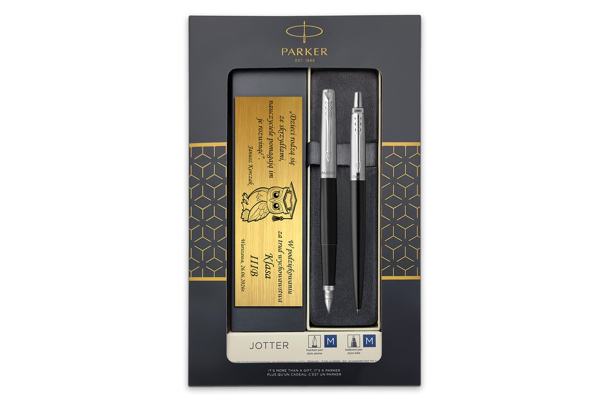 Pióro Wieczne i Długopis Parker Jotter 60 Czarne z GRAWEREM Okienko na Prezent