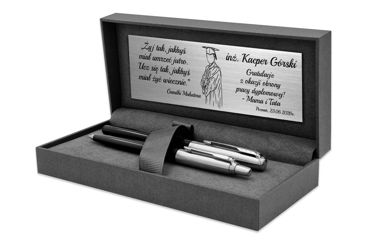 Pióro Wieczne i Długopis Parker Jotter 60 Czarny z ETUI Black i GRAWEREM