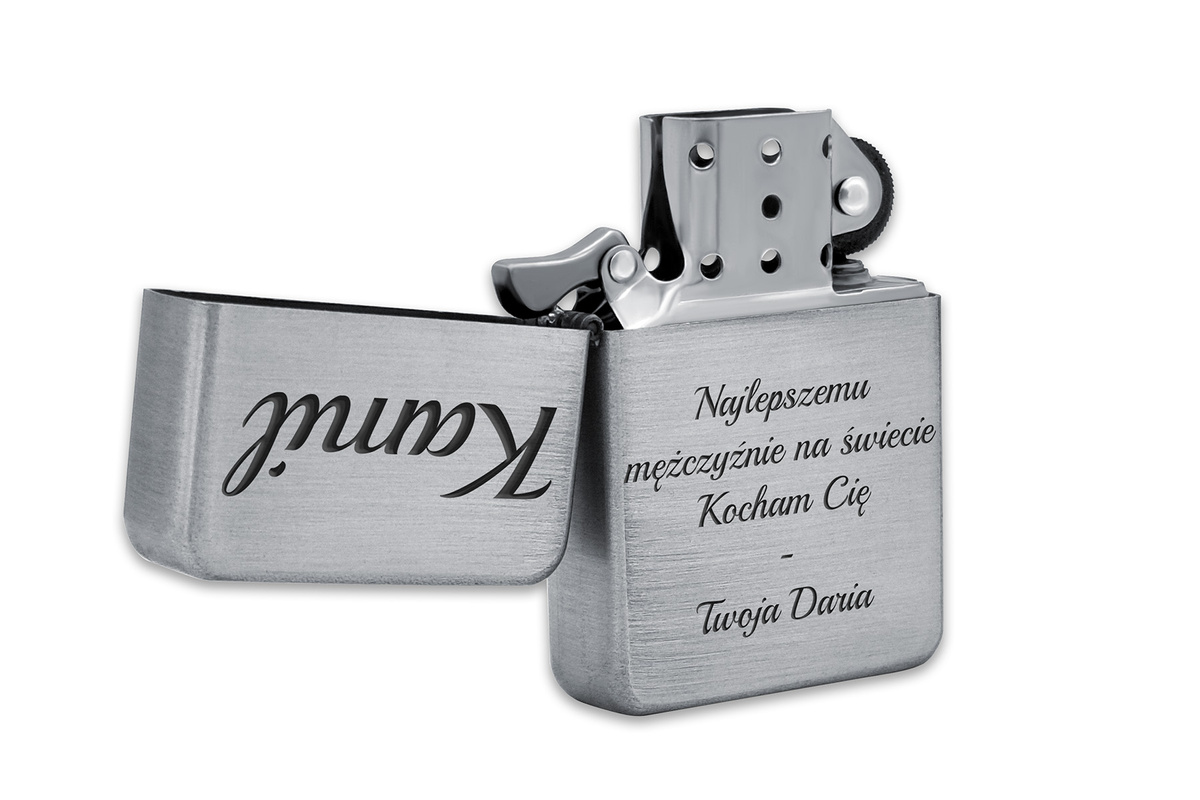 Zapalniczka Benzynowa z GRAWEREM + Zippo Prezent dla Chłopaka Męża Silver