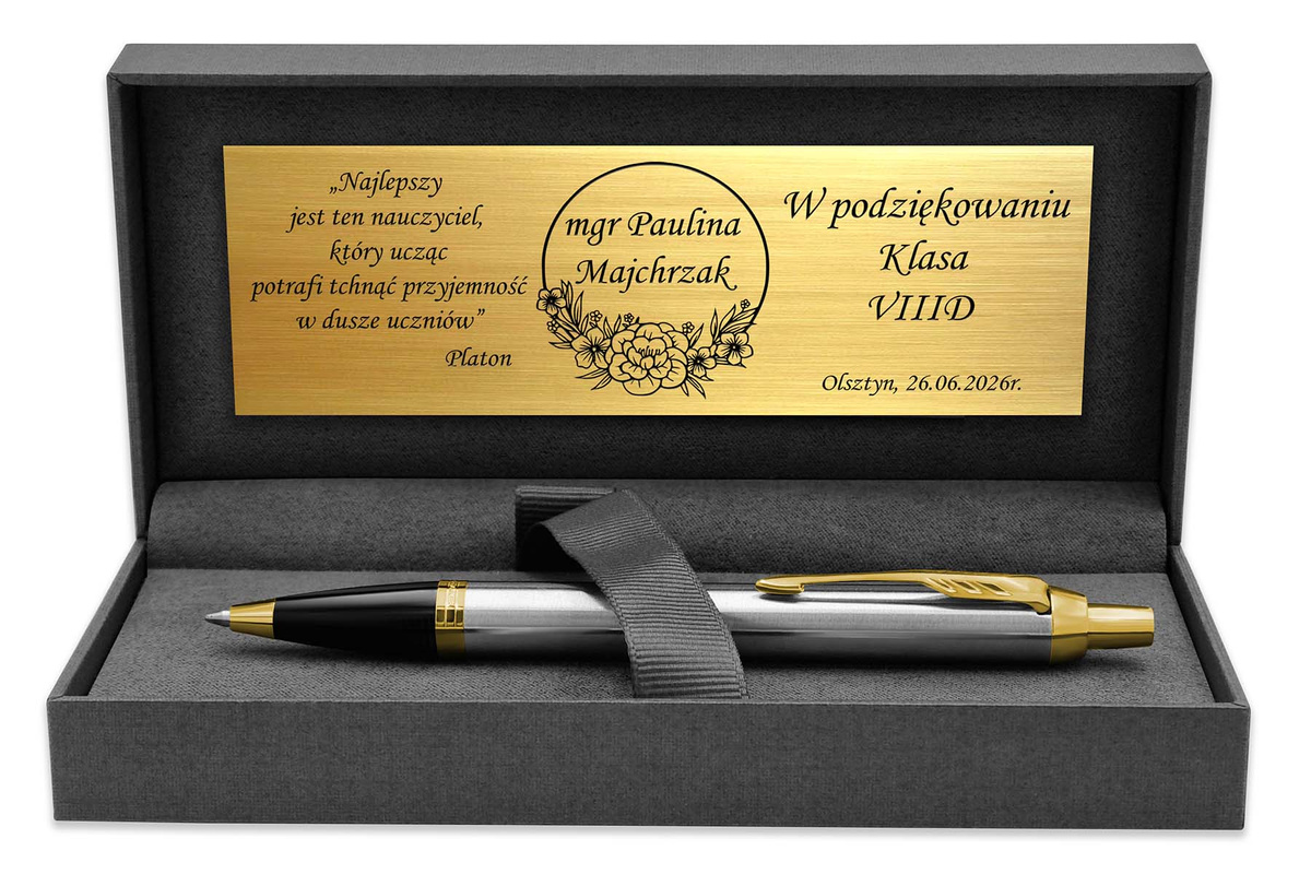 Długopis Parker IM Brushed GT Pozłacany z GRAWEREM na Prezent na Urodziny