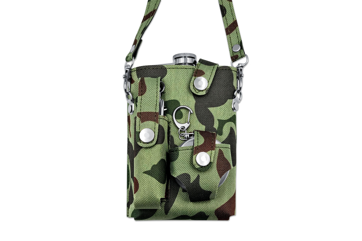 Zestaw Premium Piersiówka 270 ml Scyzoryk Etui + Kieliszek dla Żołnierza