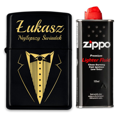 Zapalniczka Benzynowa Zippo Czarna z GRAWEREM Prezent dla Chłopaka Męża