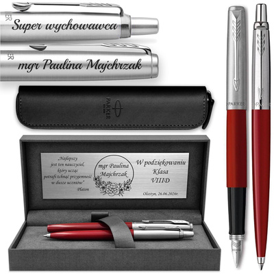Pióro Wieczne i Długopis Parker Jotter 60 Czerwony z Etui i Grawerem GRATIS