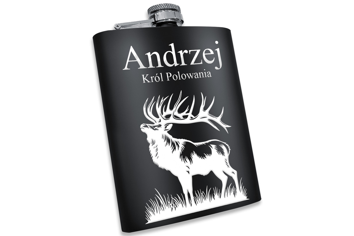 Piersiówka z GRAWEREM Stal 316L CZARNA 240ml GRAWER Prezent dla Taty Męża