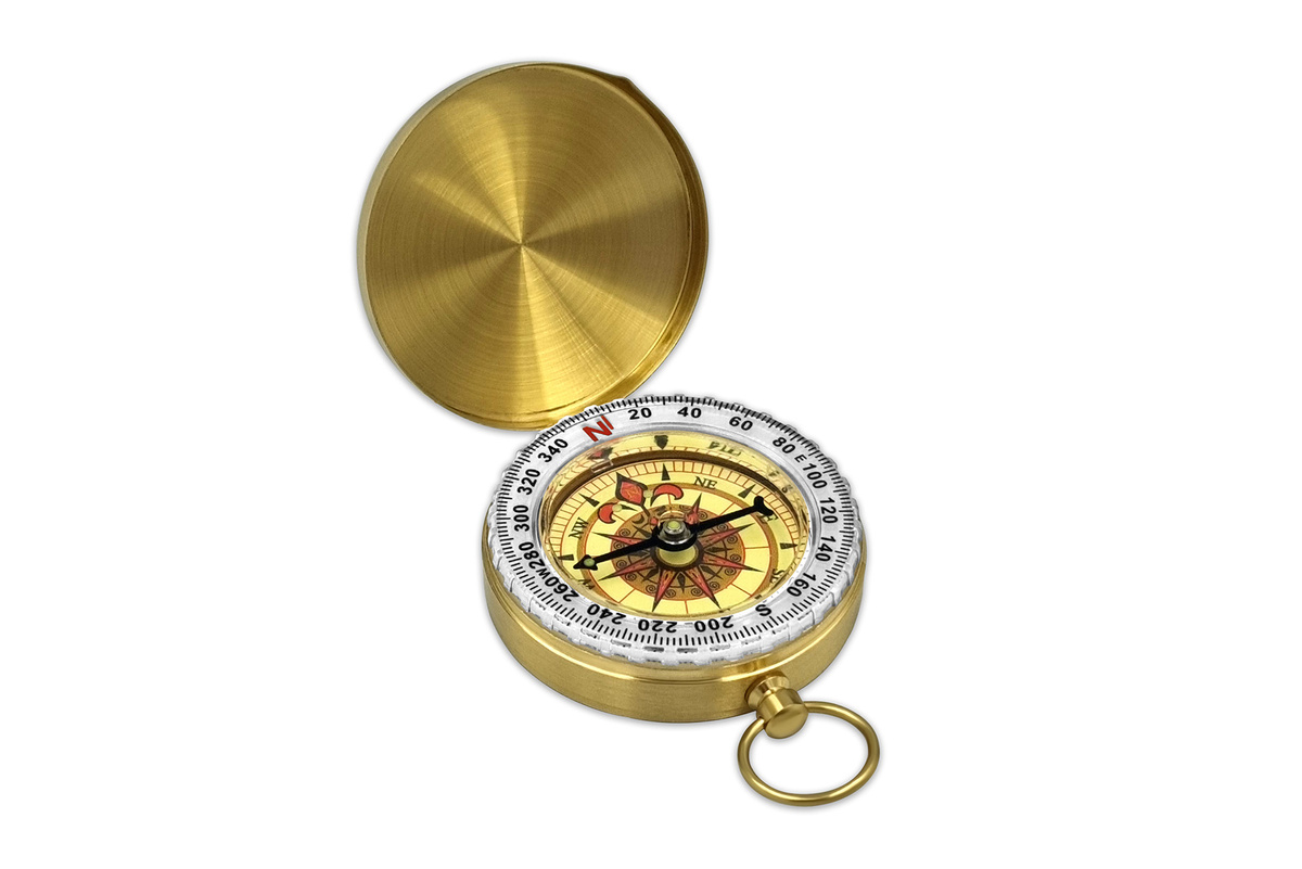 Mosiężny Kompas Złoty GRAWER Prezent na Urodziny Rocznicę Emeryturę