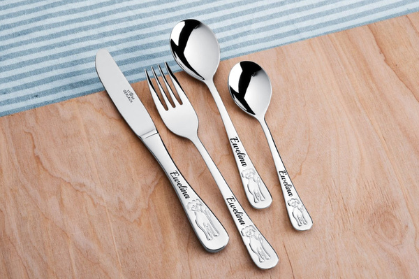 Sztućce dla Dzieci Gerlach Bon Ton Pieski Grawer Prezent na Chrzest Roczek