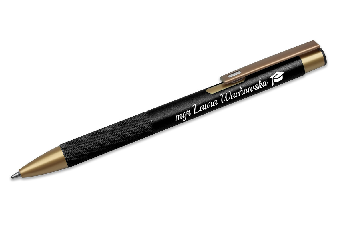 Długopis z GRAWEREM Czarny Elegancki Prezent dla Nauczyciela Wychowawcy