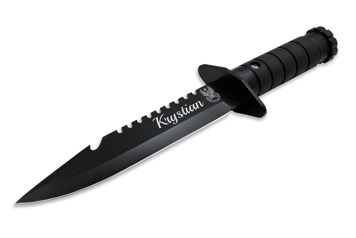 Nóż Taktyczny Czarny Duży z ETUI GRAWER Idealny Prezent dla Taty Żołnierza