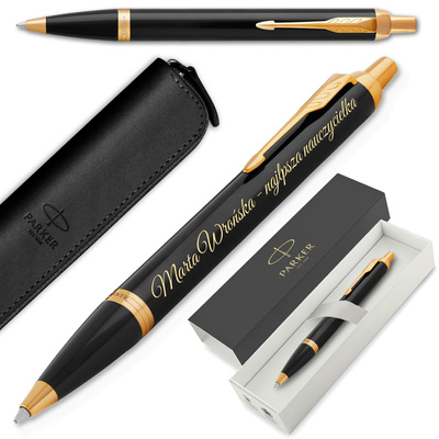 Długopis Parker IM Czarny GT Pozłacany z ETUI i GRAWEREM - Idealny Prezent