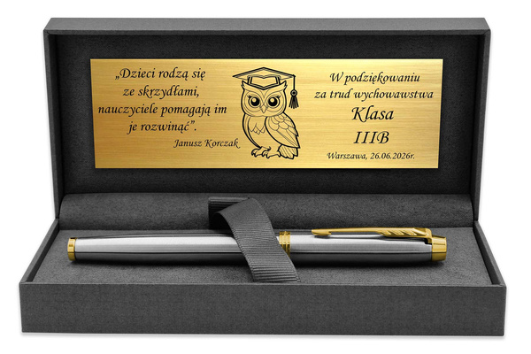 Pióro Wieczne Parker IM Brushed GT Pozłacane z GRAWEREM dla Chłopaka Męża
