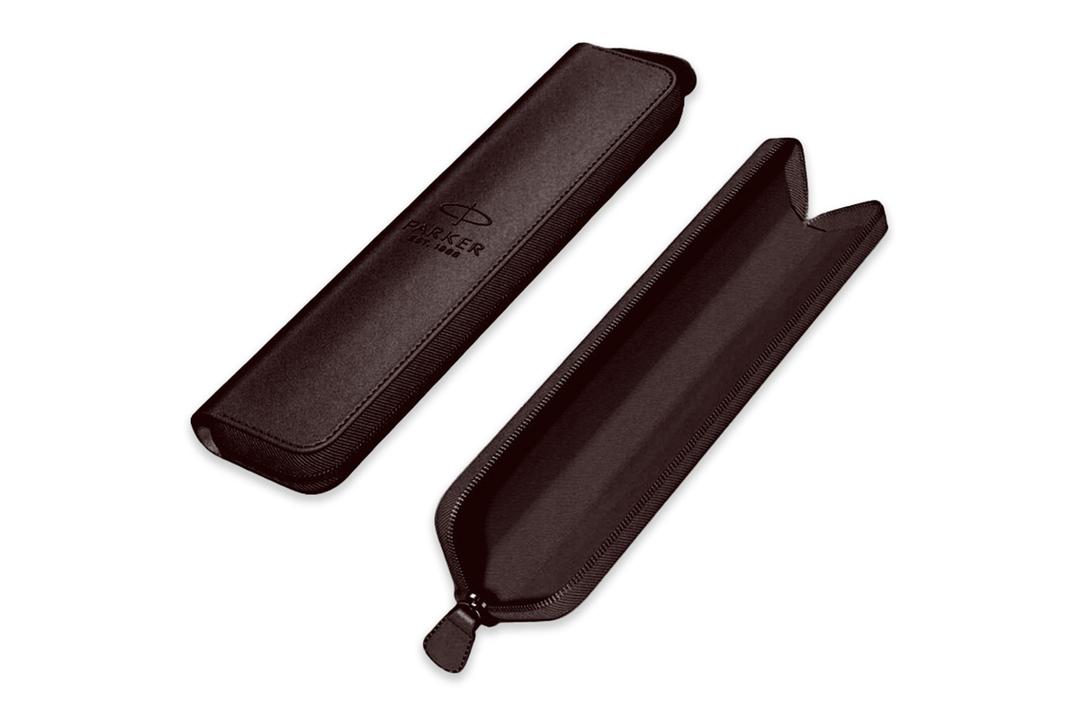 Skórzane Etui Parker Brąz Burgundowy na Długopis Pióro Ołówek Piórnik