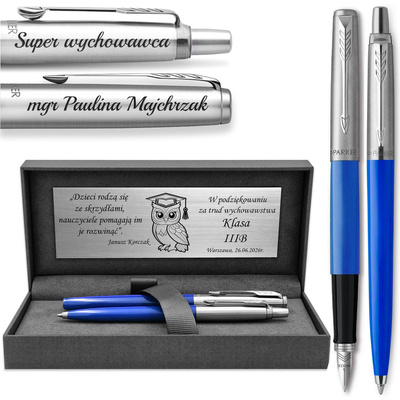 Pióro Wieczne i Długopis Parker Jotter 60 Niebieski GRAWER Prezent dla Taty