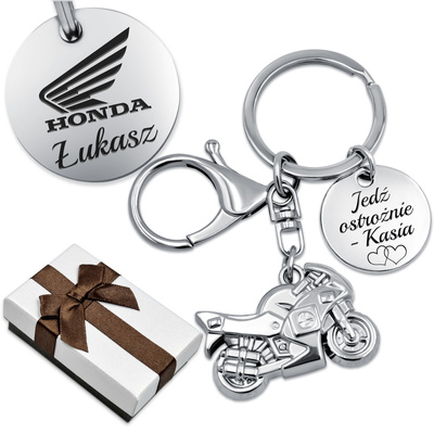 Brelok Motor Motocykl metalowy z GRAWEREM Prezent dla Faceta Chłopaka
