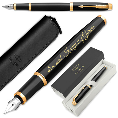 Pióro Wieczne Parker IM Czarne GT z Etui i GRAWEREM Prezent dla Lekarza