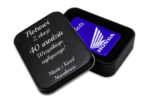 Zapalniczka Benzynowa z GRAWEREM + Pudełko Prezent na Święta BLUE