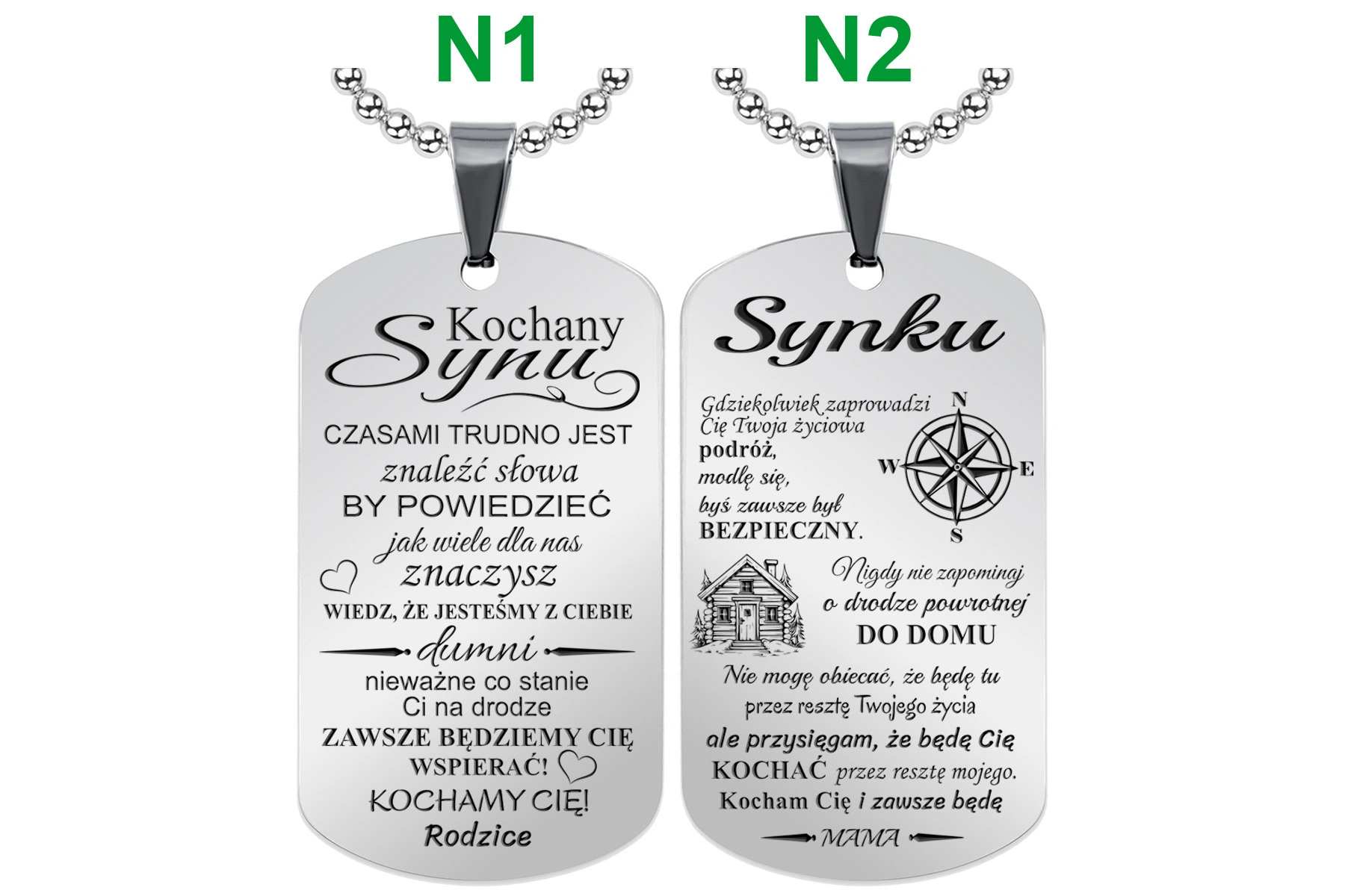 Srebrny nieśmiertelnik z grawerem – pamiątka miłości rodziców dla syna