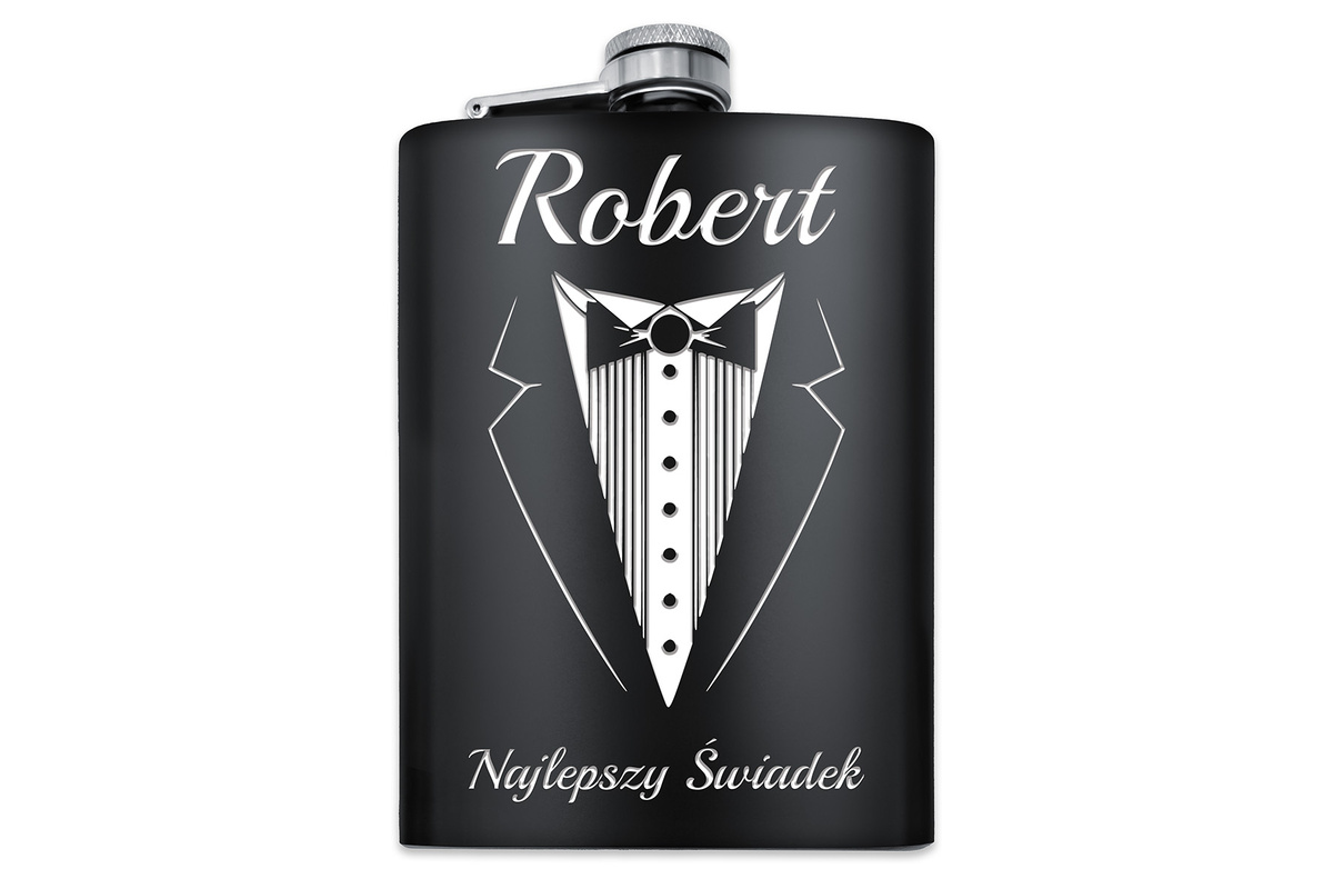 Piersiówka z GRAWEREM Stal 316L CZARNA 240ml GRAWER Prezent dla Taty Męża