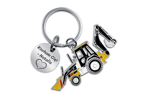 Brelok Koparka z GRAWEREM Gratis - Idealny na Prezent dla Męża Taty